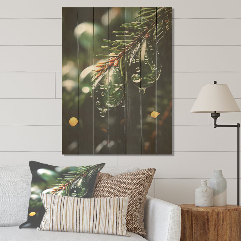 Green Christmas Decoations Pine Tree IV - Arbre à pin sur bois, H 20 po x l 10 po