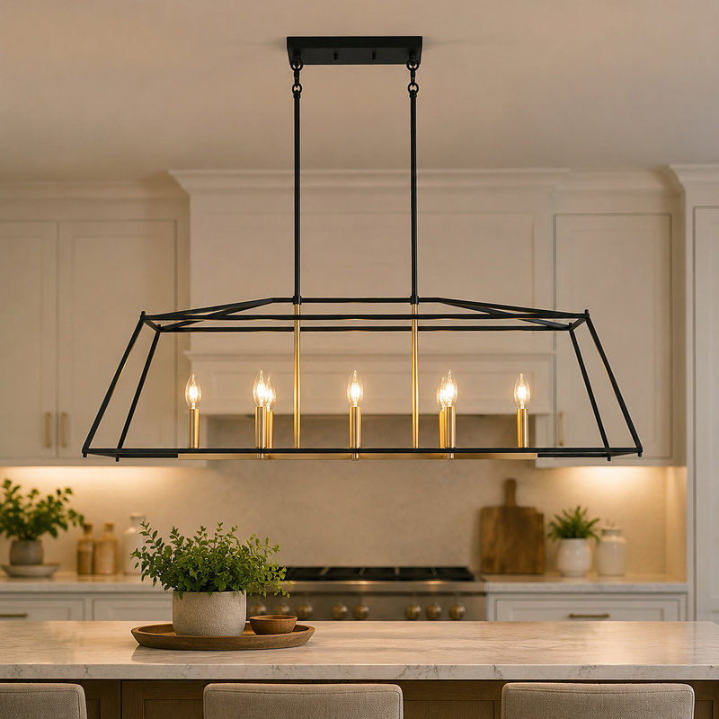 Luminaire suspendu linéaire à 8 lumières pour îlot de cuisine 8 lumières à intensité variable de 47 po