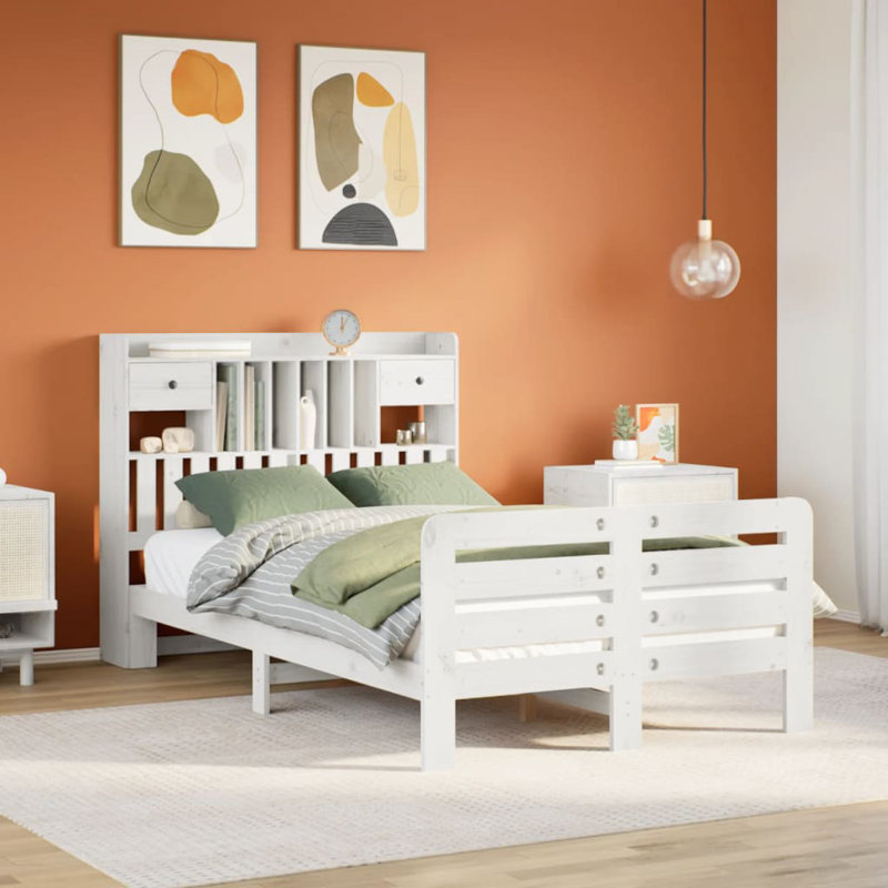 12-39 Solid Wood Bed, 140 x 200 cm, White