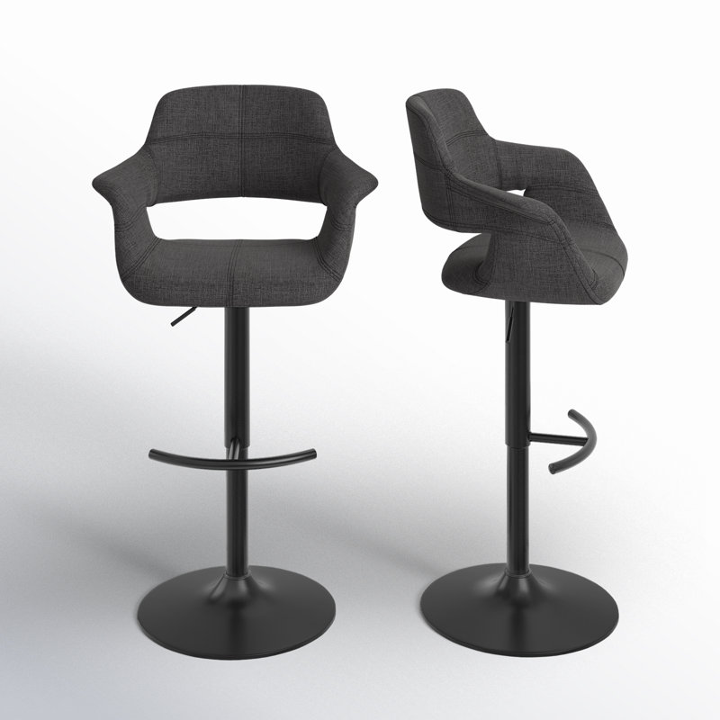 Tabouret de bar pivotant réglable Lakyia, Gris anthracite, Black