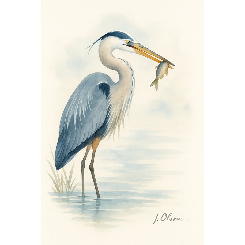 «Blue Heron in Calm Waters», art mural sur toile