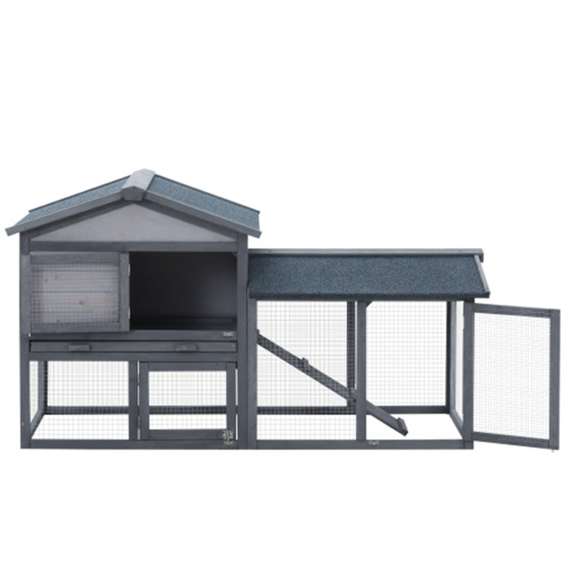 Rabbit Hutch, Gray, 33" H x 21.3" W x 57.8" D