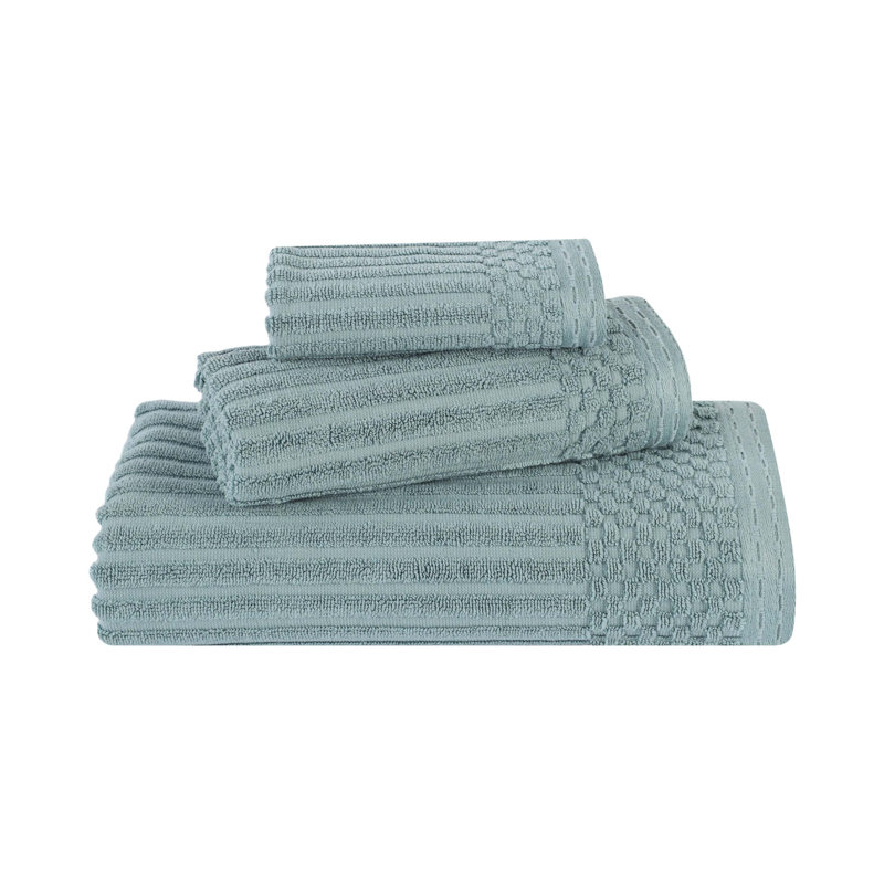 Collection de serviettes à bordure à carreaux en coton 3 pièces Soho Spa, Vert, Ensemble de serviettes 3 pièces