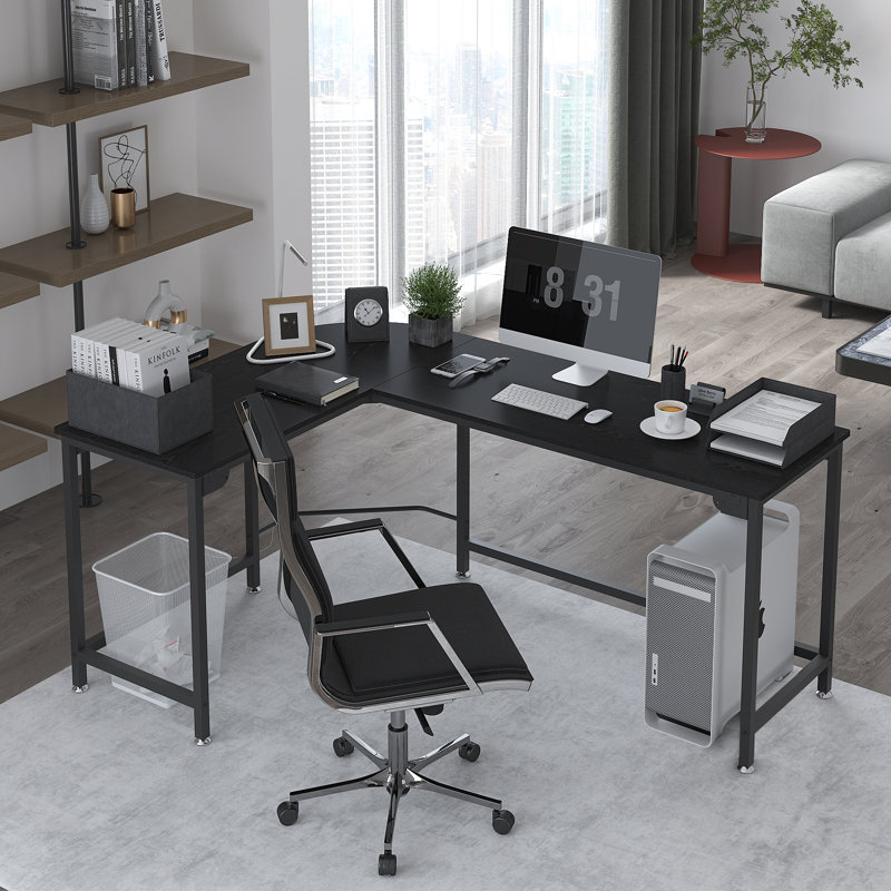 Arlie Metal Base Computer Desk, 29.52" H x 66.14" W x 47.24" D, Black/Black