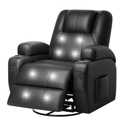 Rocking Recliner Chair, Massage Rocker Recliner Chair with Vibration Massage,360°Swivel Glider Recliner Chairs for Living Room, Bedroom by Ebern Designs