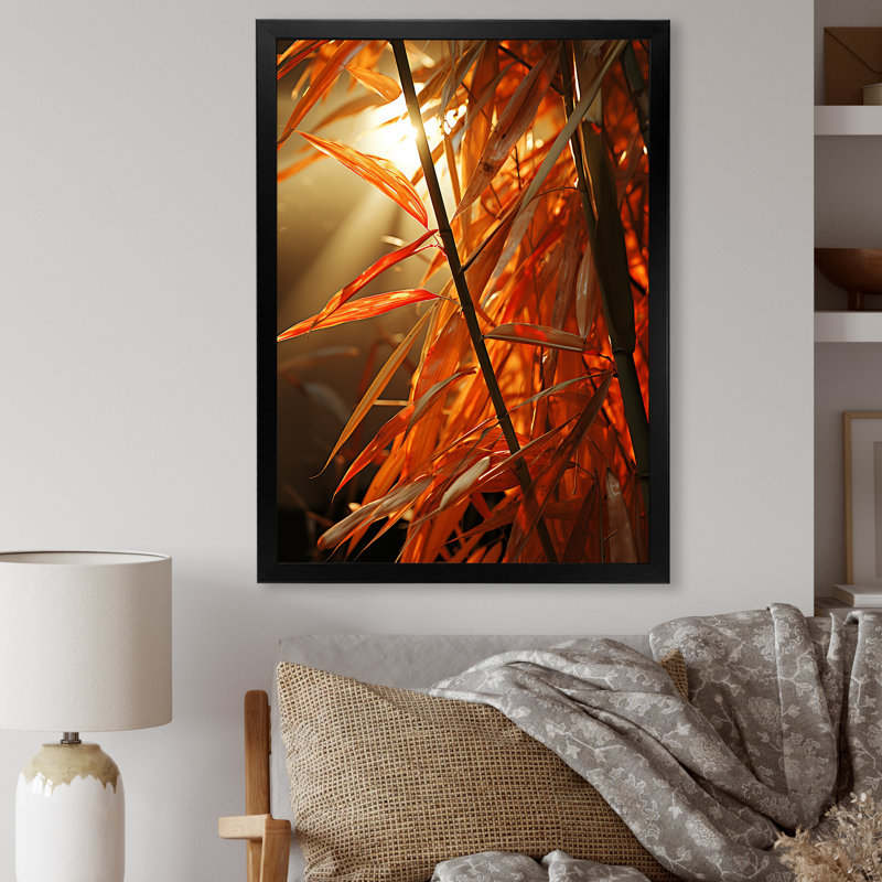 Bamboo Sunset photographie II - impressions sur toile de bambou_106581, H 32 po x l 24 po x P 1 po, Cadre photo noir