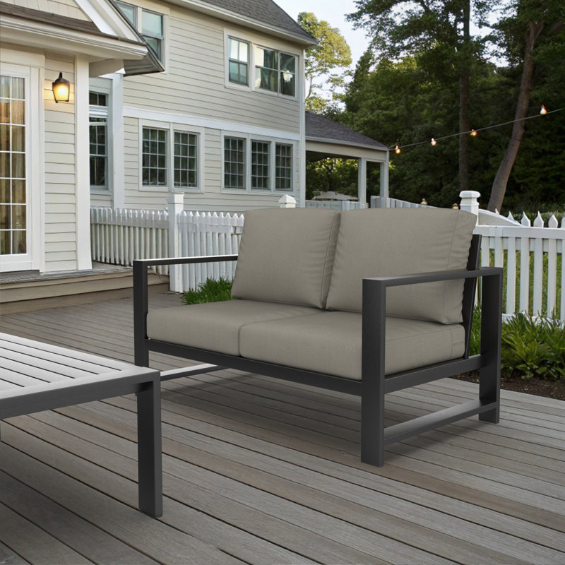 Causeuse d'extérieur Oltjana avec coussins Sunbrella®, Palette colombe