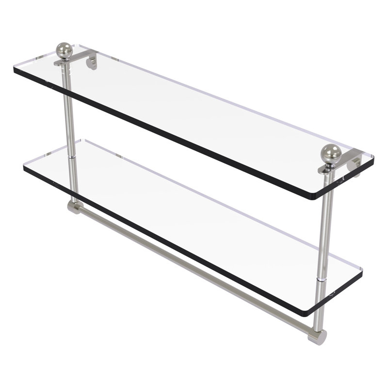 Tablette à 2 niveaux avec barre à serviettes Gober, 22 po, Nickel satiné