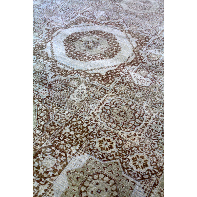 Tapis unique en laine et en coton tissé à la main de style nouvel âge 7 pi 11 po x 9 pi 11 po Mamluk
