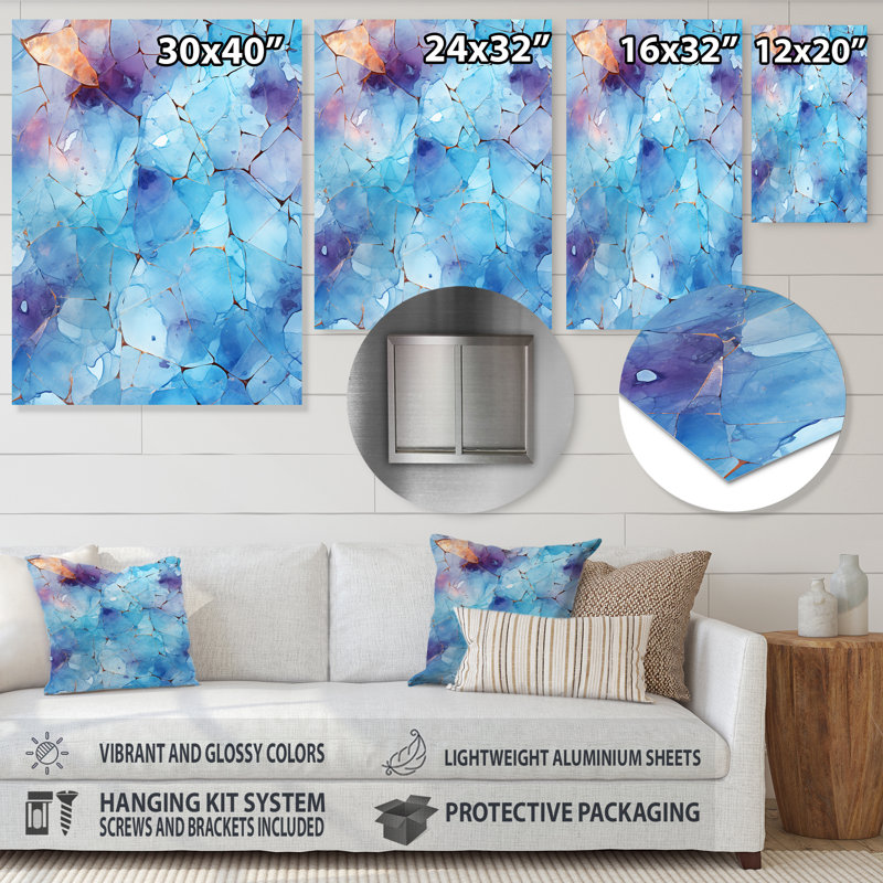 «White Blue Frosty Collage I», art mural abstrait en métal, H 20 po x l 12 po x P 1 po