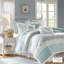 Ensemble de literie élégant en percale de coton, édredon très grand turquoise, style maison de campagne