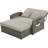 PE Wicker Rattan Double Chaise Lounge, 2-Person Reclining Daybed with Adjustable Back and Cushions-2087564641