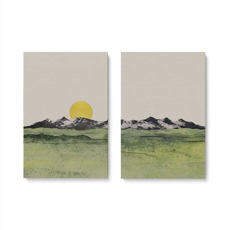 Ensemble de 2 impressions Whispering Valley Peaks, Toile tendue, 36 po x 24 po