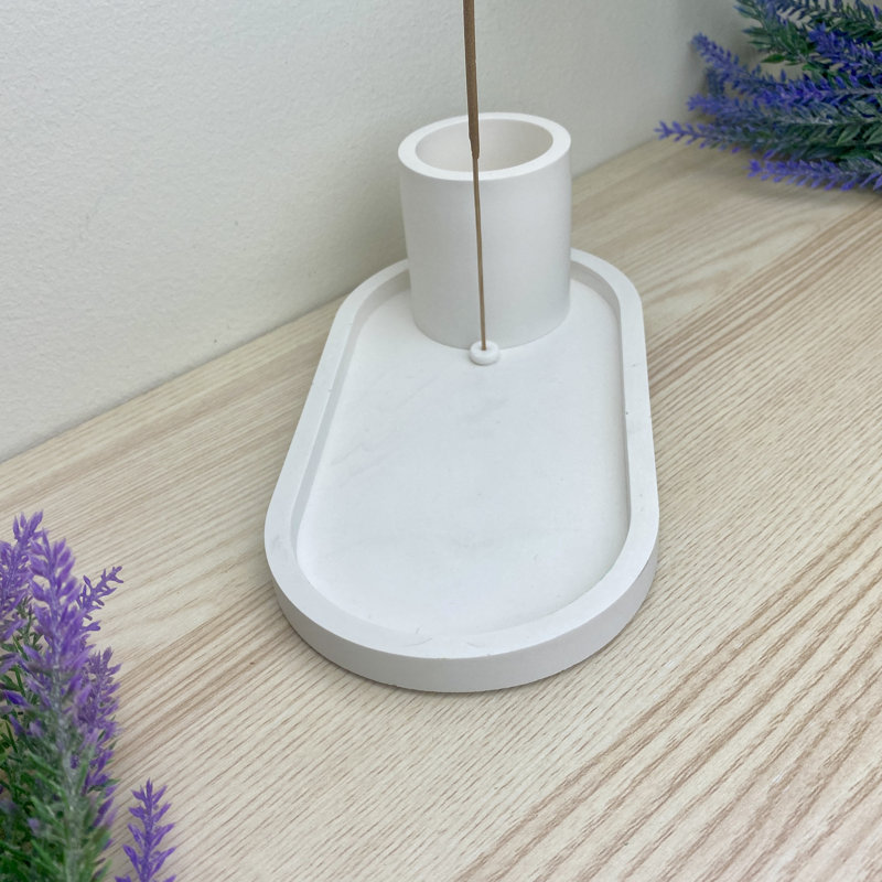Incense Holder With Stick Storage, White