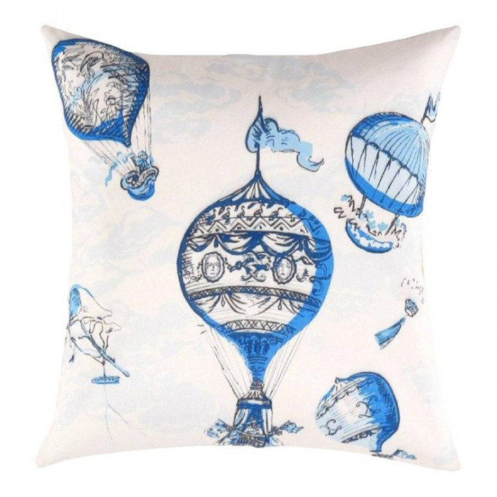 Pure Silk Throw Square Pillow Cover & Insert, White/Blue/Malibu/Black