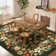 Rugs for Living Room, Washable Floral Area Rug Non Slip Soft, Low Pile Ultra-Thin Carpet for Entryway, Kitchen, Bedroom, Dark Green
