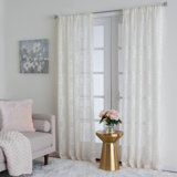 Foulton 100% Polyester Sheer Solid Clip Curtain Panel with Rod Pocket Top