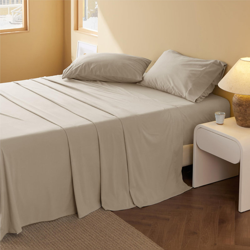 Draps de flanelle Holiday Vibe for Your Home, Ensemble de draps pour lit simple avec 1 drap-hous, Taupe clair