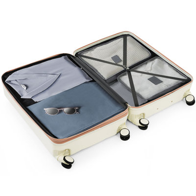 Luggage Sets 4 Piece,  ABS Durable Suitcase with Travel Bag,  Cup Holder, ABS Hard Shell Luggage with Spinner Wheels