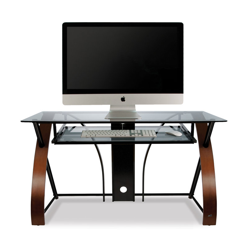 Cayuga Tempered Glass Steel Computer Desk