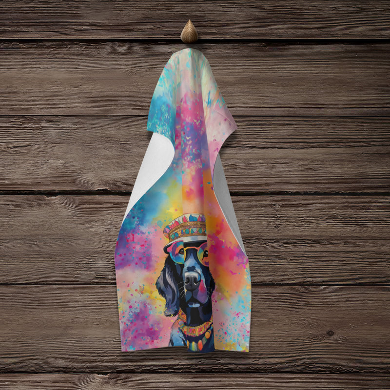 Serviette de cuisine noire Labrador Hippie Dawg