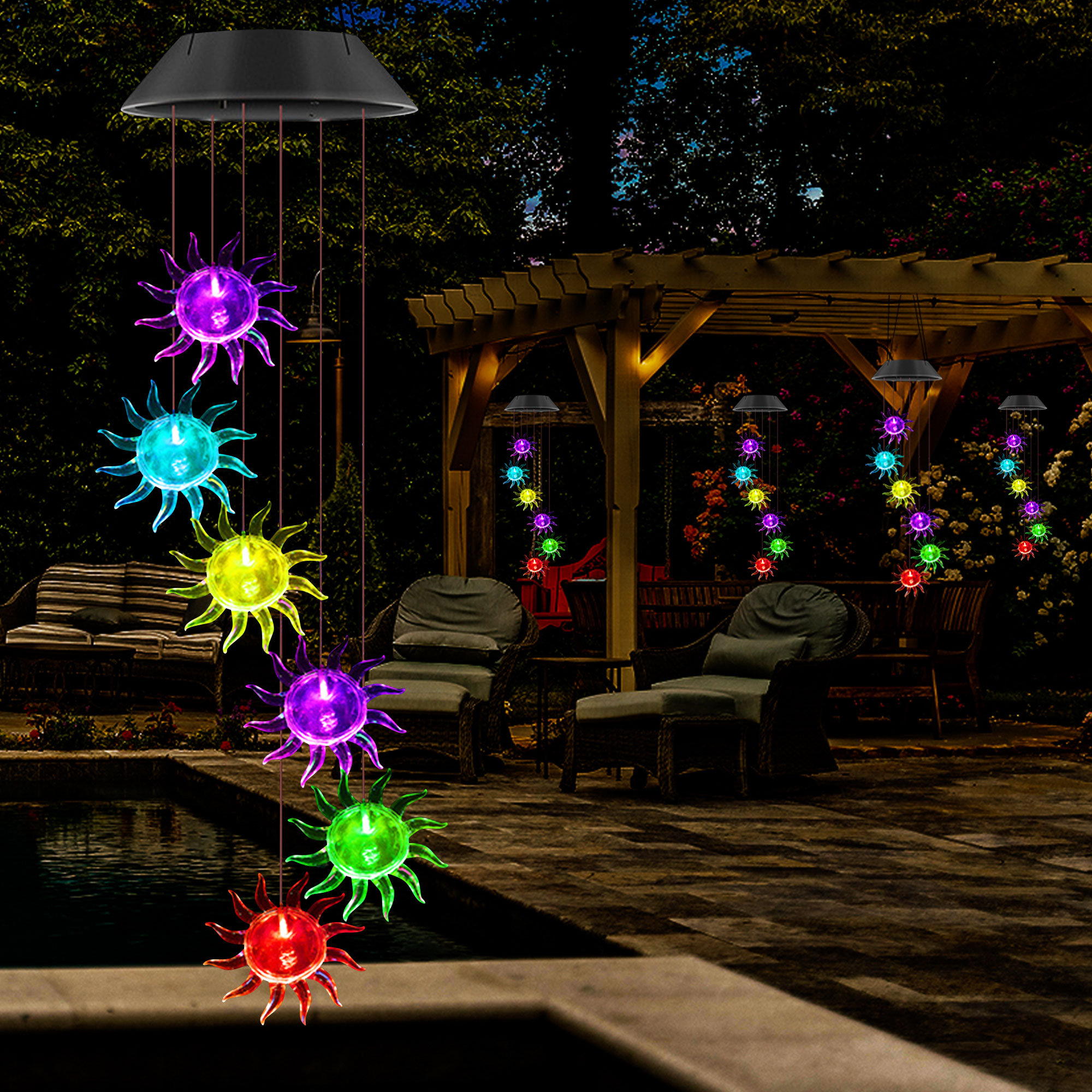 Solar Wind Chime Lights Decorative Lamp 7 Color Changing IP55