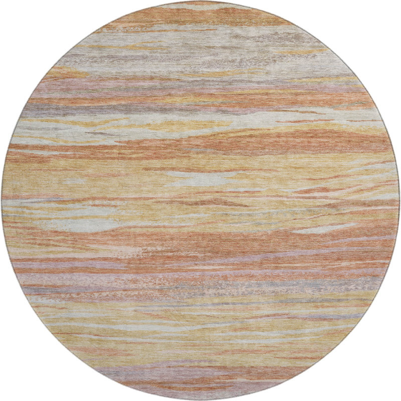 Premium Machine Washable Alaina AMF1933 Waves Rug, Round 8'