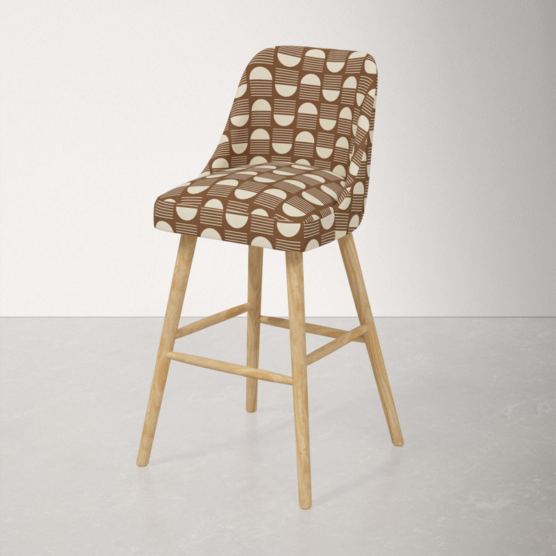 Tabouret de bar et de comptoir Gallie, Bois naturel, Tabouret de bar (siège d'une hauteur de 31 po), Chameau lever de soleil