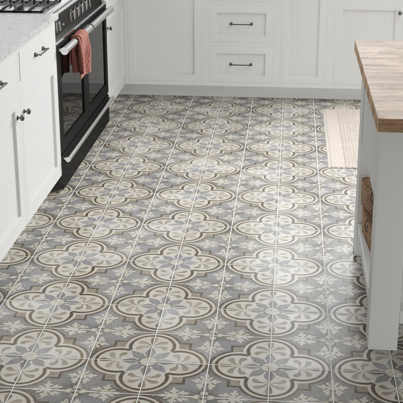 Carreau de porcelaine espagnol pour mur et plancher 8 "x 8" Encausto, Gris