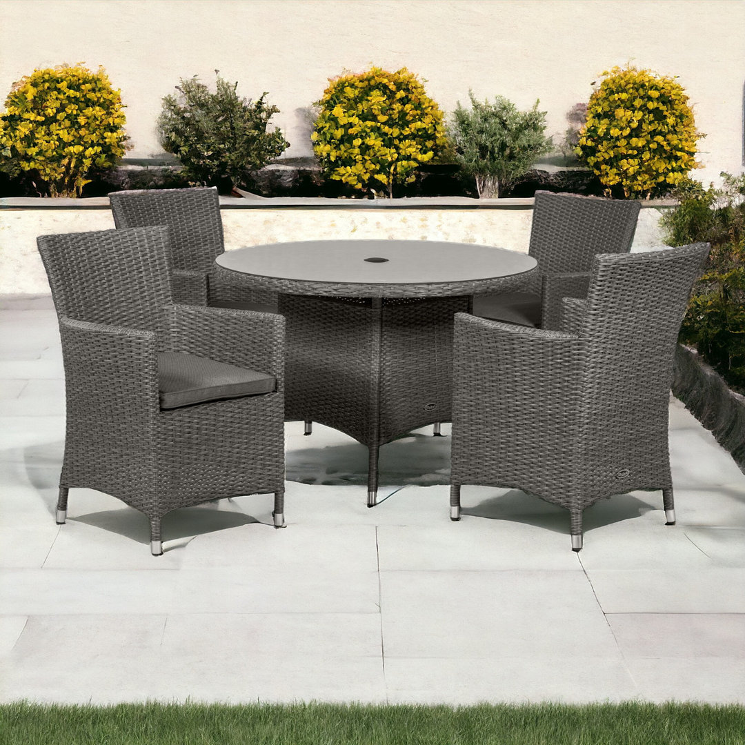 PARIS 4 Seater Round Carver Dining Set 110cm Round Table with 4 Carver Chairs including Cushions