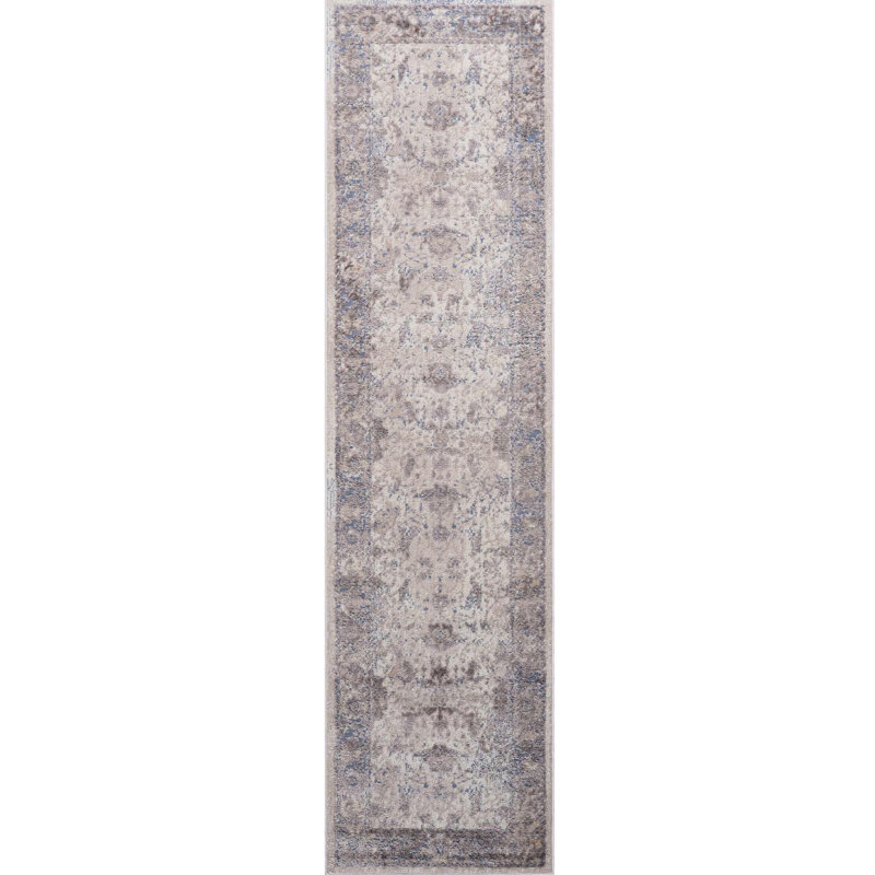 Tapis tissé et brun / beige, 2 x 8, traditionnel pour la cuisine américaine, teinté, ne perd pas ses poils, collection de matériaux fins brun / beige, salle à manger, insonorisant