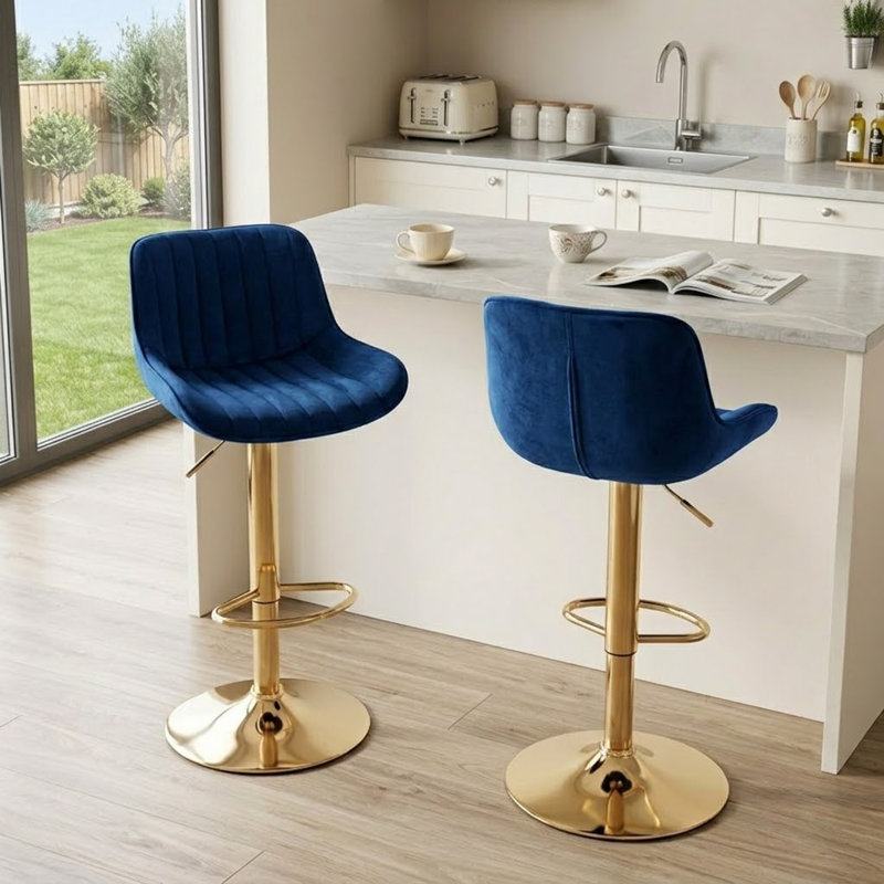 Tabouret pivotant à hauteur réglable Mitty, Bleu