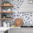 Blue Cement Hexagon Stone Composite Marble Looks Self Adhesive Wall Tile