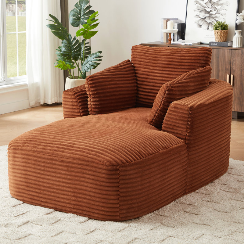 Méridienne surdimensionnée en velours côtelé pour l'intérieur, le canapé rembourré confortable pour le salon, le dortoir ou appartement, aucun assemblage requis