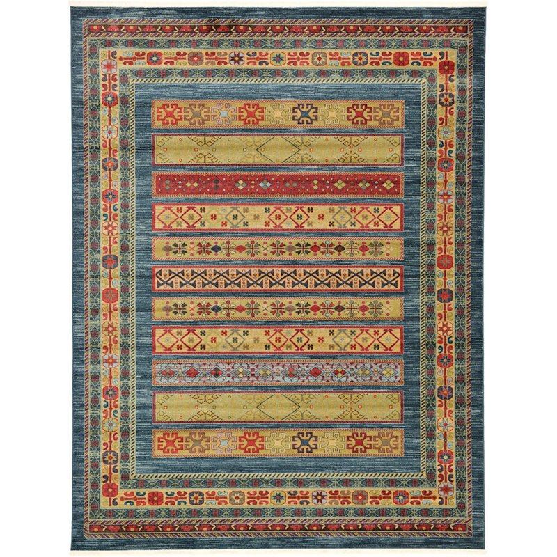 Tapis décoratif jaune géométrique Frederik, Rectangle 9 pi x 12 pi