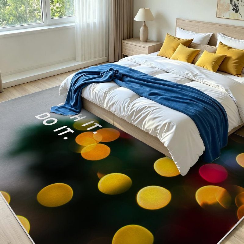 Tapis intérieur rouge lavable à la machine, motif abstrait inspirant « Rêve et souhait », Rectangle 79" x 118"