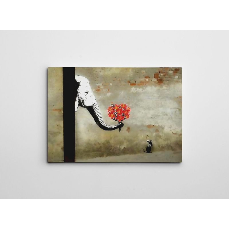 Bansky, impression sur toile tendue, L 28 po x H 20 po