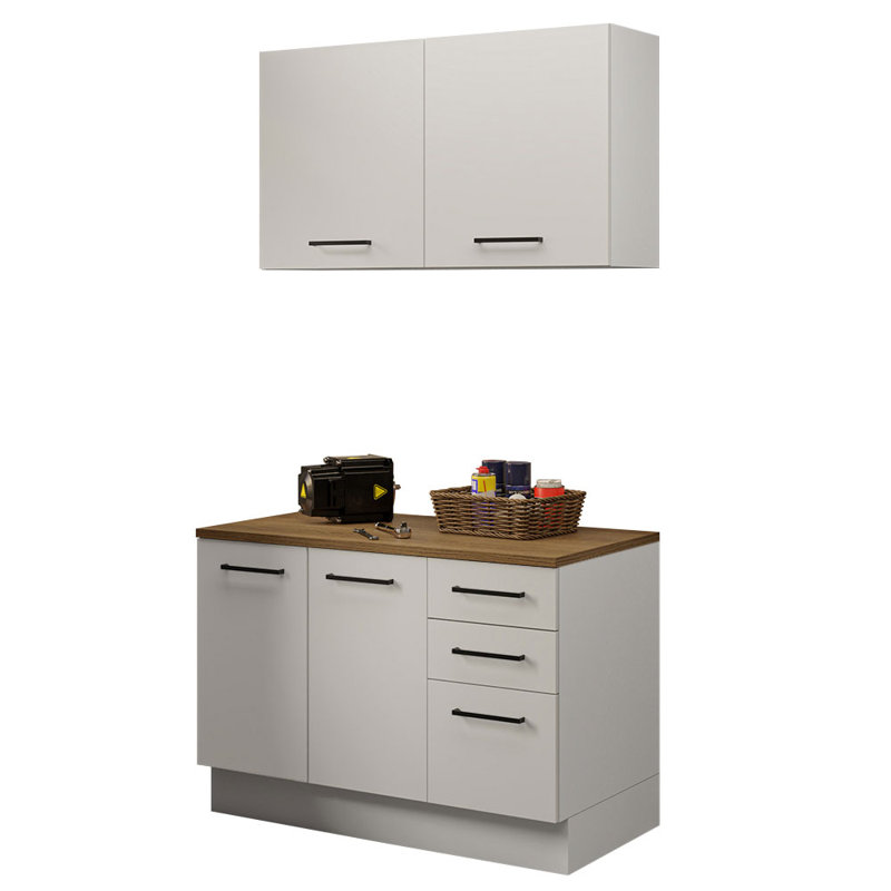 2-Piece Garage and Utility Room Storage Cabinet Set with 47 Inch Base Cabinet and 47 Inch Wall Cabinet Modular Storage Organization Unit - White