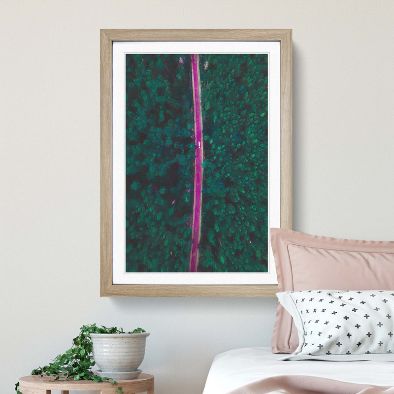 Forest Drive in Abstract - Picture Frame Graphic Art Print, 48cm H x 36cm W x 2cm D, Oak Framed