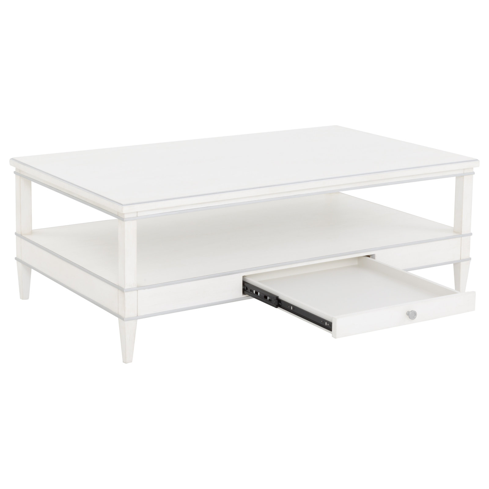 Camille 50 " Coffee Table, White/Antique Pewter