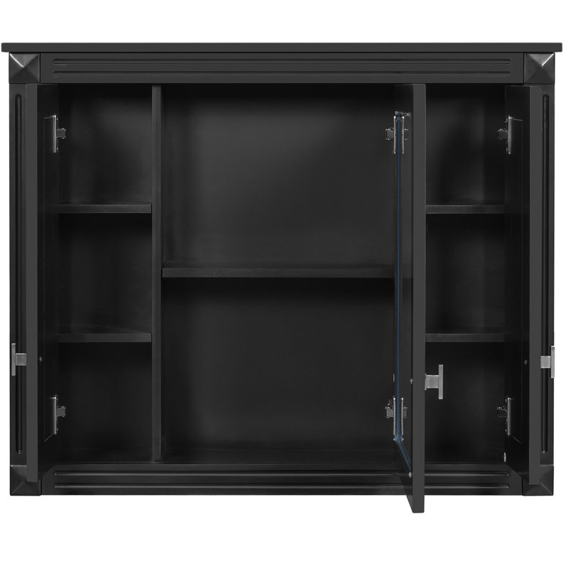 Armoire de salle de bain murale à miroir avec 5 tablettes, 3 portes, style minimaliste moderne, facile à assembler, quincaillerie de haute qualité pour la salle de bain, conception, imperméable et résistante