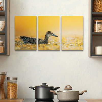 3 Panel Wall Art Set - Sina Pezeshki 'Garganey' Canvas Wall Art for Living Room, Bedroom, or Office Decor by Trademark Fine Art