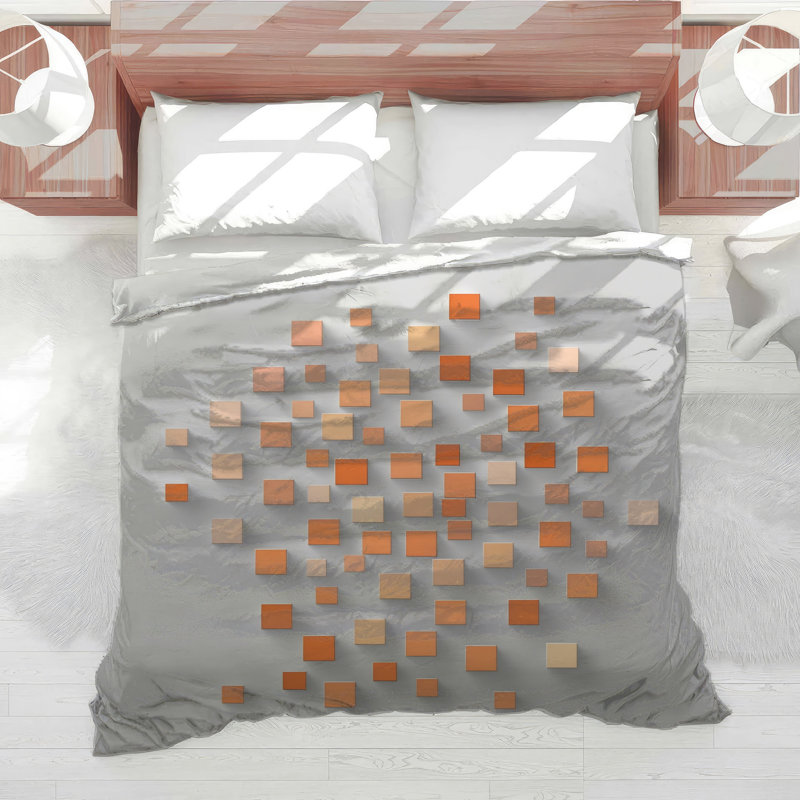Édredon carré orange et beige, Twin Extra Long