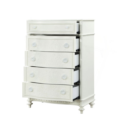 French Court Style Dresser, White Ornate Storage Chest With Carved Details