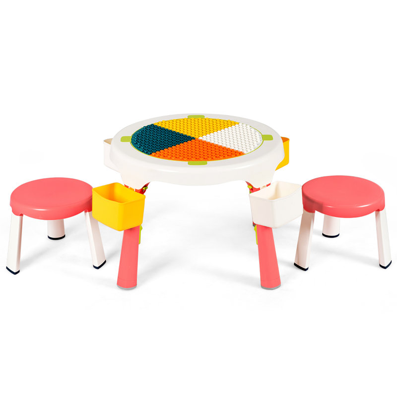 Charisse Kids 3 Piece Round Play Or Activity Table and Chair Set, Pink