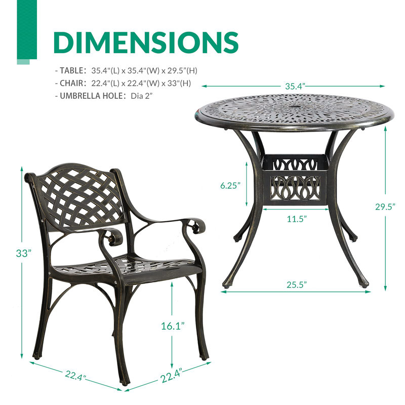 Dominiqua 2 - Person Patio Dining Set with Round Table