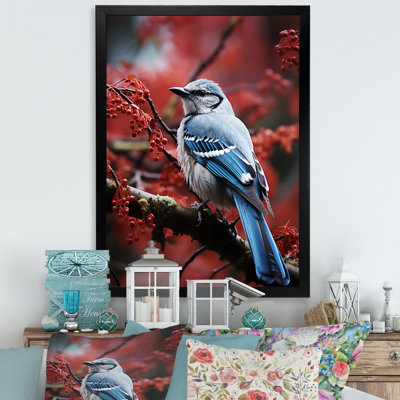 «Blue and Red Bird In Woods I», reproduction sur toile