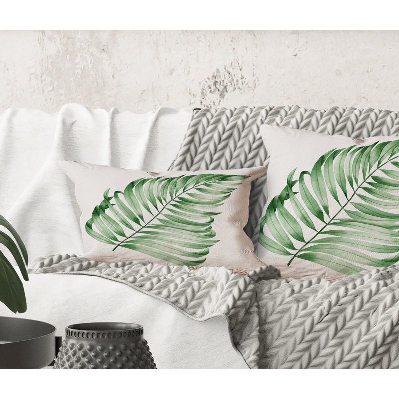 Rectangle, feuille tropicale de Monstera II - coussin décoratif imprimé maison de campagne