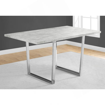 Dining Table, 60" Rectangular, Kitchen, Dining Room, Grey Laminate, Chrome Metal, Contemporary, Modern