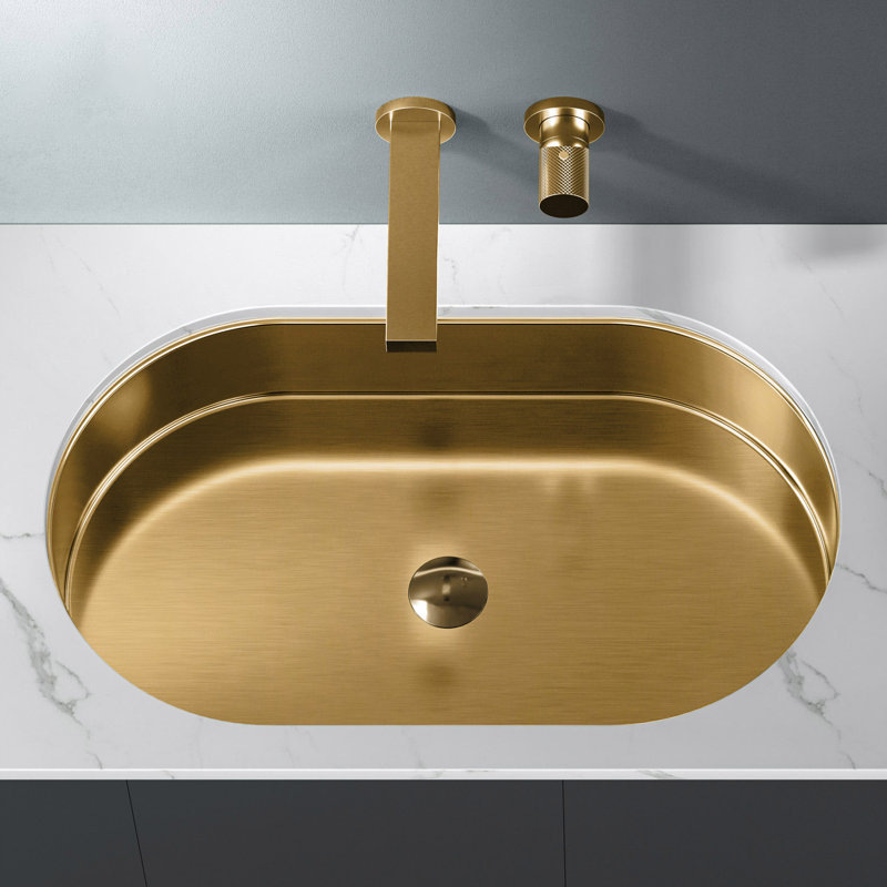 Kricia 25.9'' L Bathroom Sink, Brushed Gold
